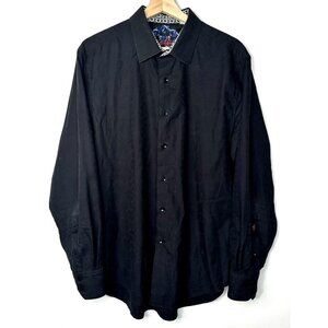 Robert Graham Mens Shirt Textured Design Knowledge Wisdom Truth Black Size Large